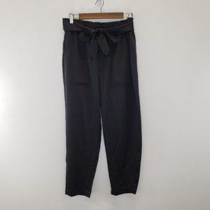 Abercrombie & Fitch Womens Satin Jogger Pants Size M Black Tie Waist Straight